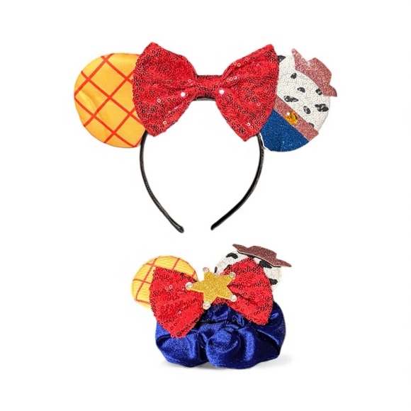 Toy Story inspired Woody Jessie red bow Ears headband and matching scrunchie set main image 4